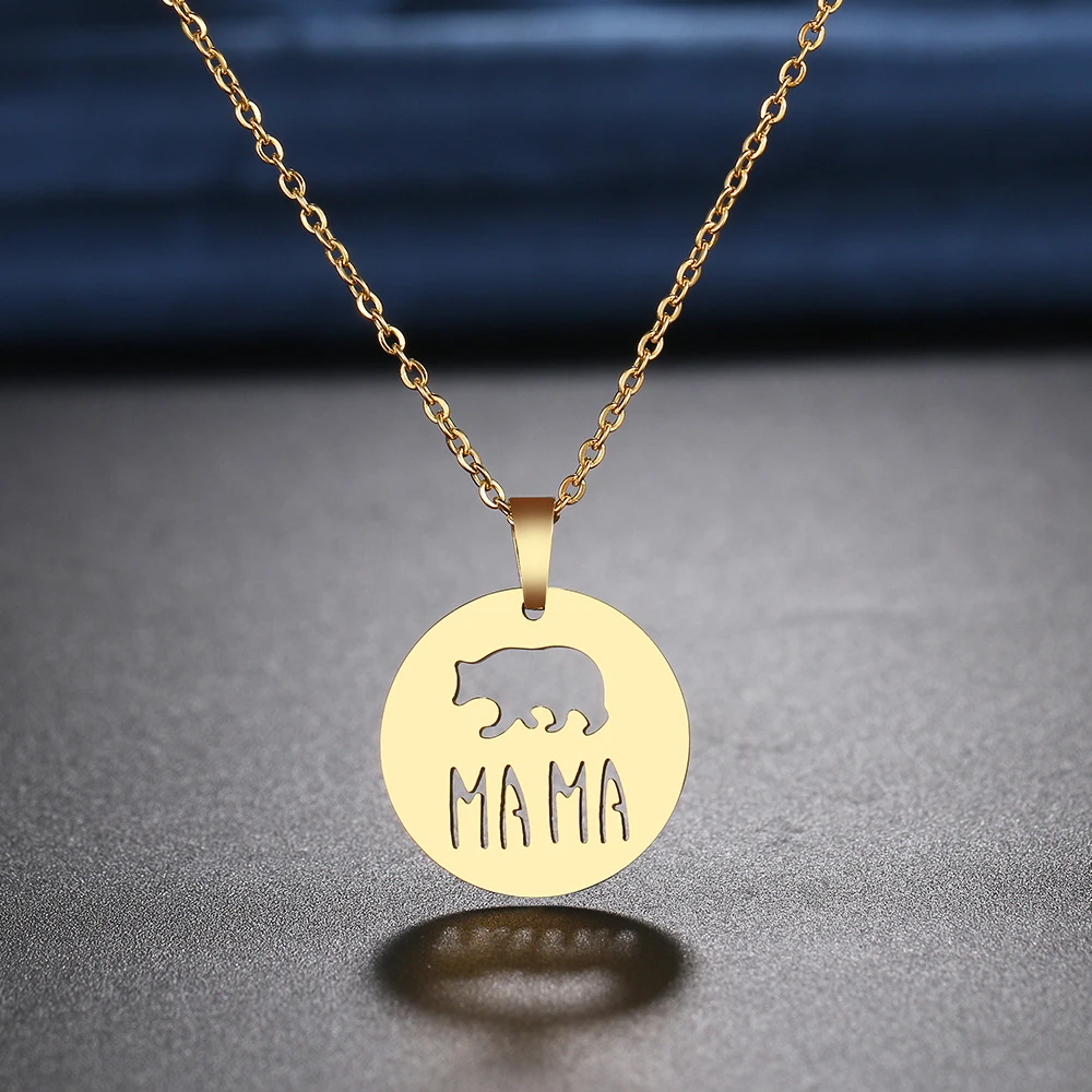 

Stainless Steel Necklaces Elephant MAMA Pendants Chain Choker Jewellery Fashion Necklace For Women Jewelry Party Mothers Gifts