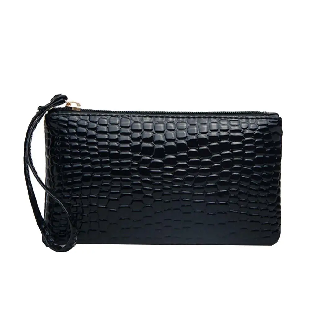 Женский кошелек с узором из крокодилов Одноцветный на молнии держатель для