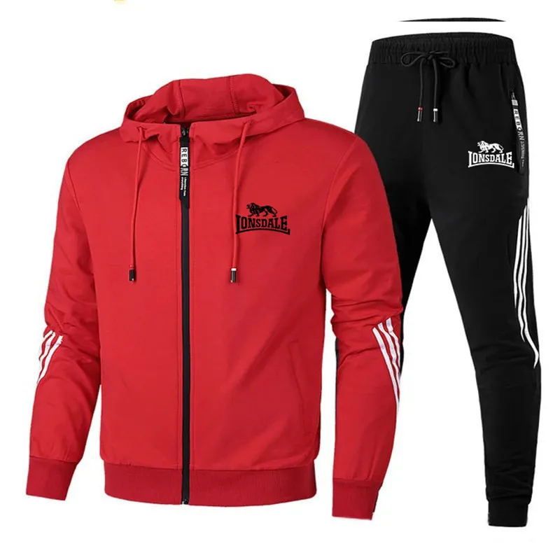 LONSDALE Men's Suit Hoodie + Pants Fall/Winter 2021 New Hooded Sweatshirt Sweatpants Fashion Slim Hip Hop Pullover | Мужская одежда