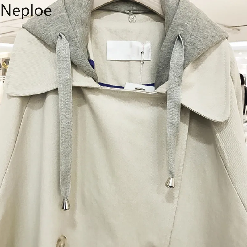 Neploe Autumn Winter New Trench Coat Women Mid Long Hooded Maxi Loose Ropa Mujer Straight Patch Casual Moda Female 2020 46609 | Женская