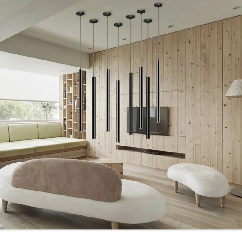 Приглушаемая светодиодная люстра в скандинавском стиле с длинной трубкой