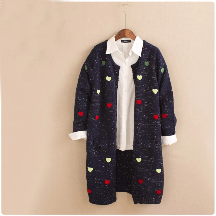 Японские Женские вязаные свитера в горошек с мультяшным рисунком вязаное пальто