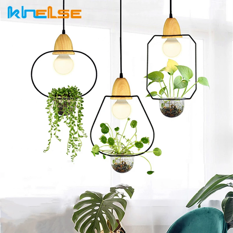

Modern LED Plant Pendant Lamps Skygarden Glass Water Flower Potted Cafe Restaurant Dining Room Decor Home Hanging Lights Fixture
