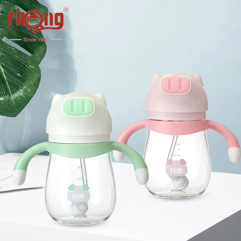 Rikang 250ml Toddler Cup Straw Bottle Baby Water Handle Training Bottles Sippy |