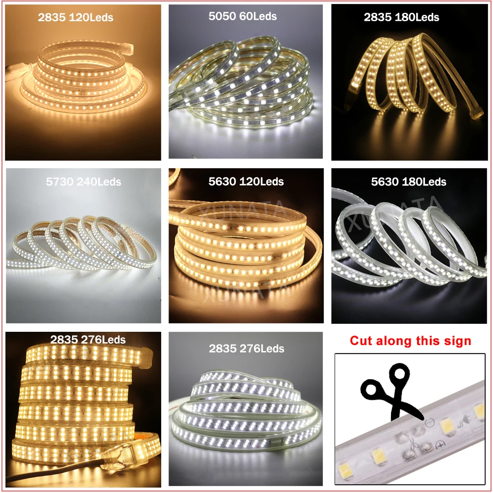 Светодиодная лента sm SMD 240 5730 2835 5050 5630 в 220 В, водонепроницаемая светильник полоска, светсветильник щаяся лента RGB теплого белого цвета для ук... (art.: 7a5385ddf) - 7a5385ddf