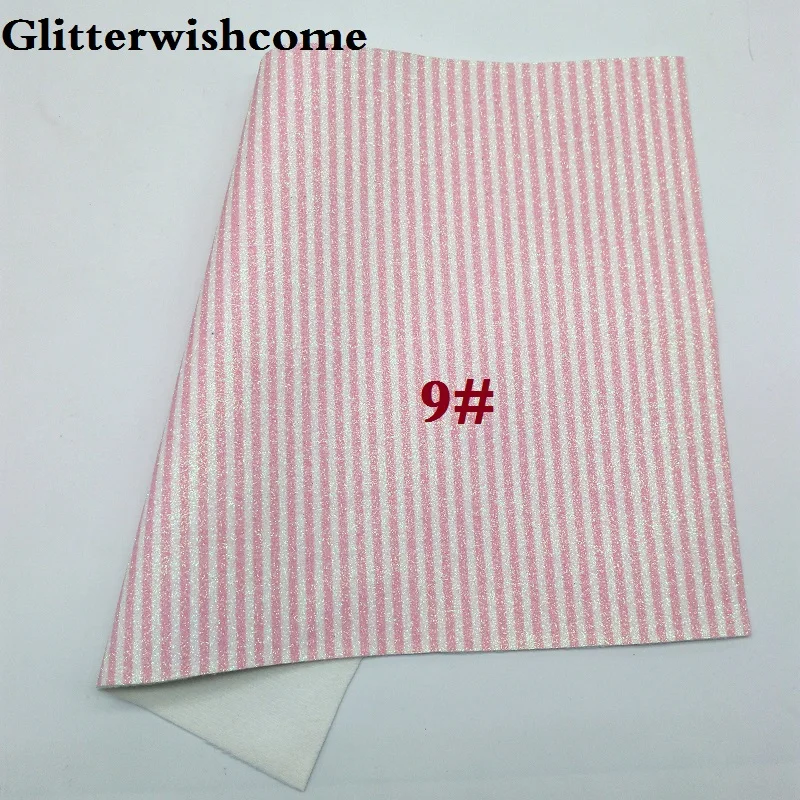 Glitterwishcome 21X29 см A4 Размер печатные полосы блеск синтетическая кожа искусственная из искусственной кожи Ткань Винил для бантов, GM025A - Цвет: 9