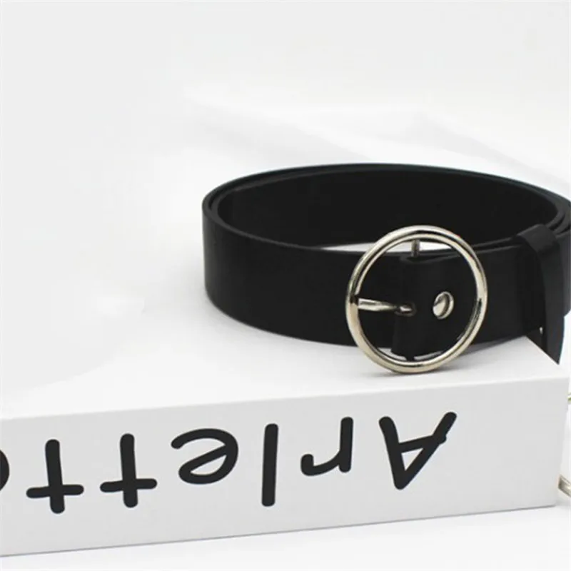 1pc belt Женский пояс на талию, милое женское большое кольцо, декорированные ремни для женщин,, новейший дизайн, Модная Золотая пряжка, Одноцветный ремень из искусственной кожи - Цвет: 1pc belt