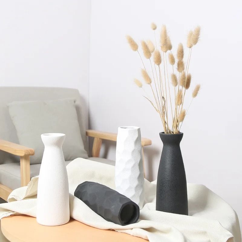 Керамическая ваза простая черная керамика украшение для гостиной и дома