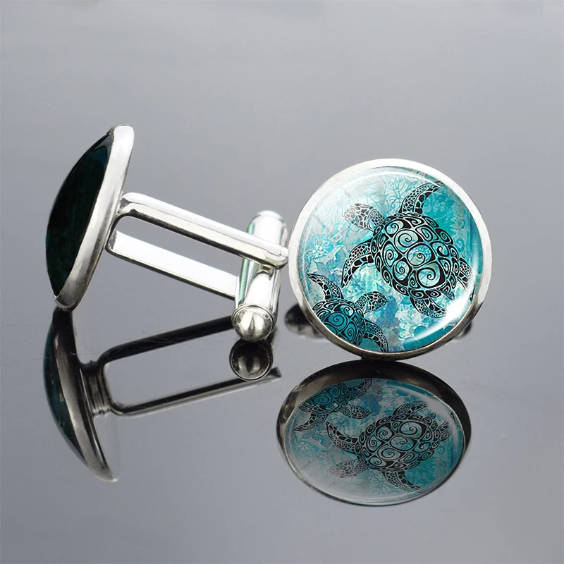 Запонки Blue Ocean искусство ювелирные изделия мужские свадебные классические