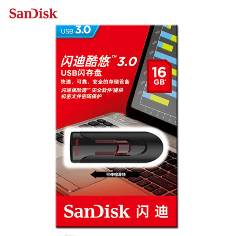 Оригинальный USB-флеш-накопитель SanDisk 64 ГБ 128 256 переносной накопитель USB Выдвижной