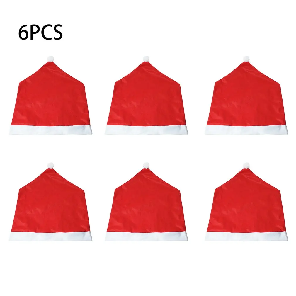 6 шт. Рождественский стул Санта Клаус крышка ужин вечерние красные шляпы чехол на