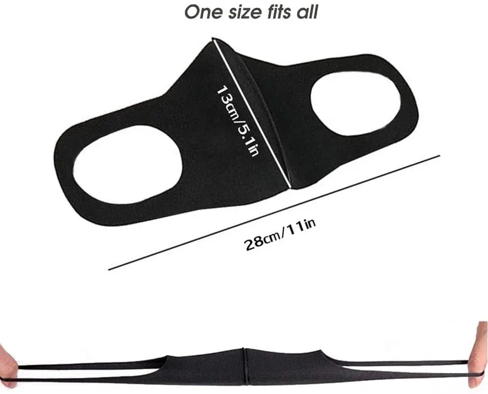 Черная защитная маска из губки дышащая многоразовая для лица модная черная