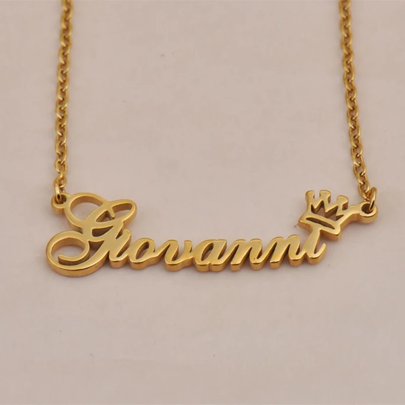 

Custom Crown Name Necklace Stainless Steel Jewelry Personalized Nameplate Women Necklace Best Friends Gifts