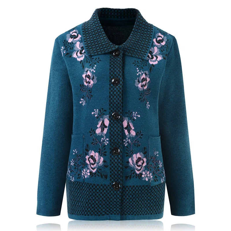 Свитер для женщин среднего и пожилого возраста кардиган на весну осень Свободный