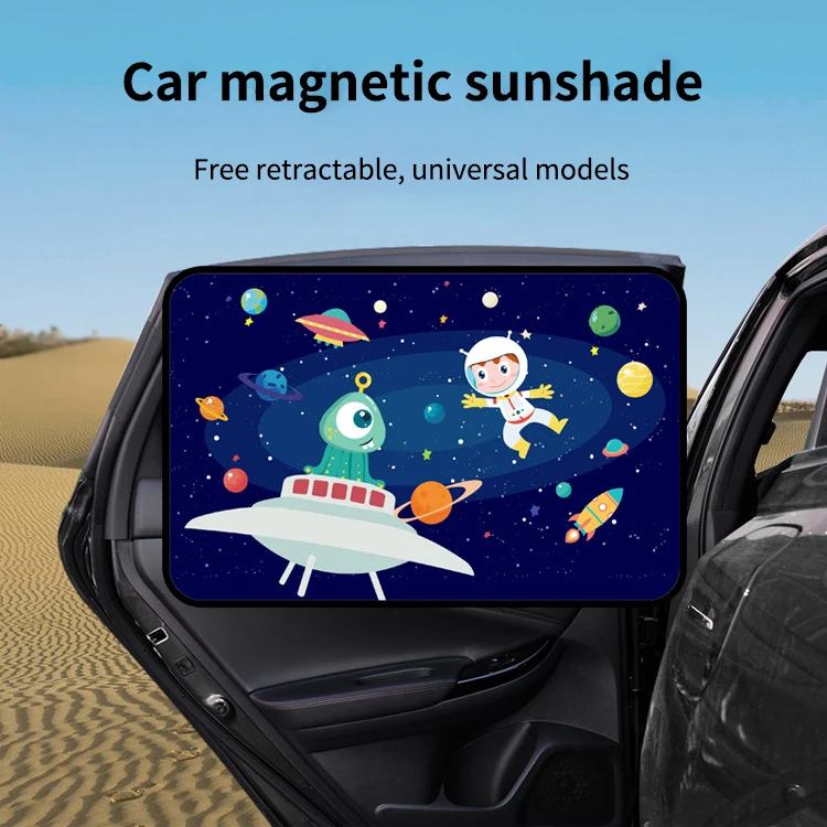 Parasol magn&eacute;tico para ventana de coche, cubierta Universal de dibujos animados para ventana lateral, protecci&oacute;n UV para chico y beb&eacute;-2