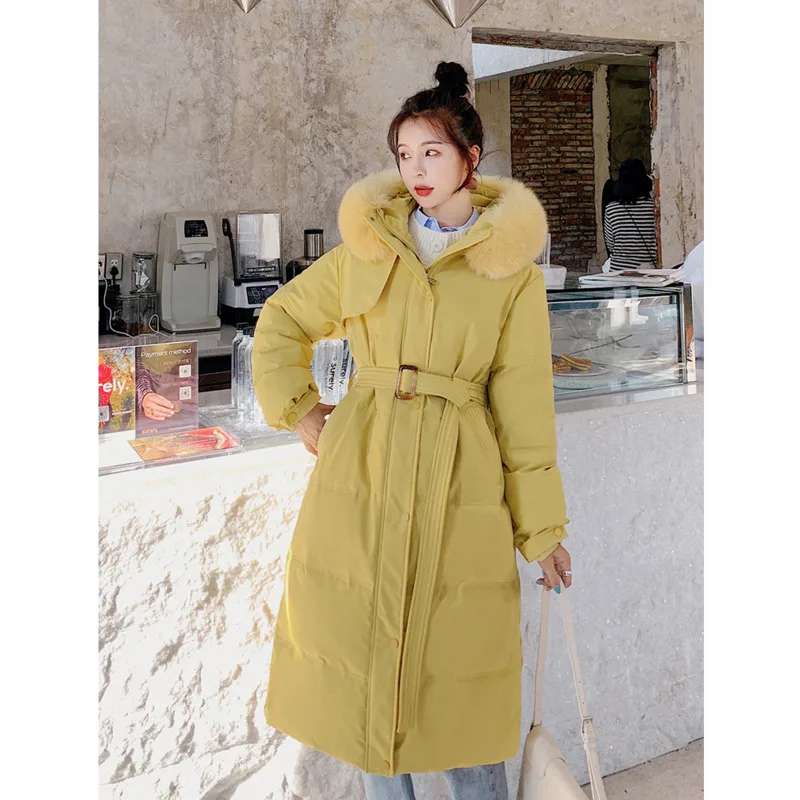 Зимнее пальто женская куртка модная одежда с 95% хлопковой подкладкой талией