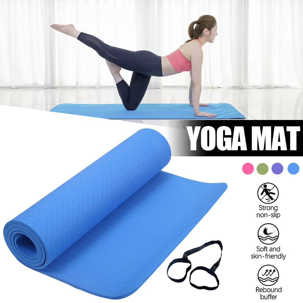 

Yoga Mat Portable Thick Non-slip Nitrile Butadiene Rubber Yoga Mat Pad for Exercise Fitness Pilates w/ Strap 72" x 24