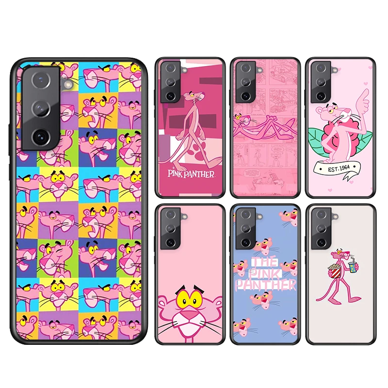 

Cartoon Pink Panther For Samsung Galaxy S21 S20FE S10 S10e S9 S8 S7 S6 Ultra Plus Lite Edge 5G Black Soft Phone Case
