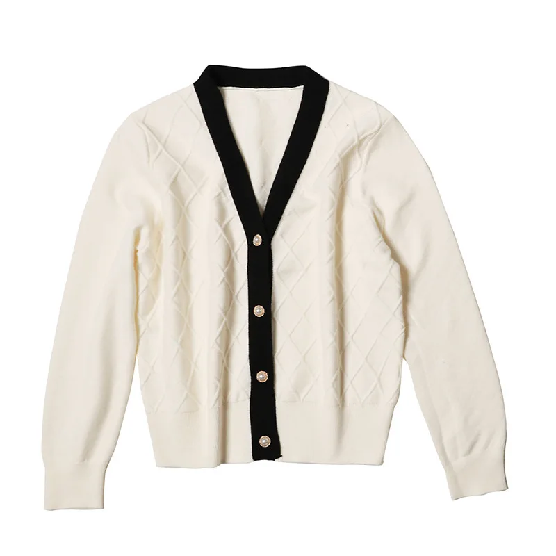 

2020 new chic v neck knitting cardigan languid is lazy wind hitting scene sweater with a thick with western style