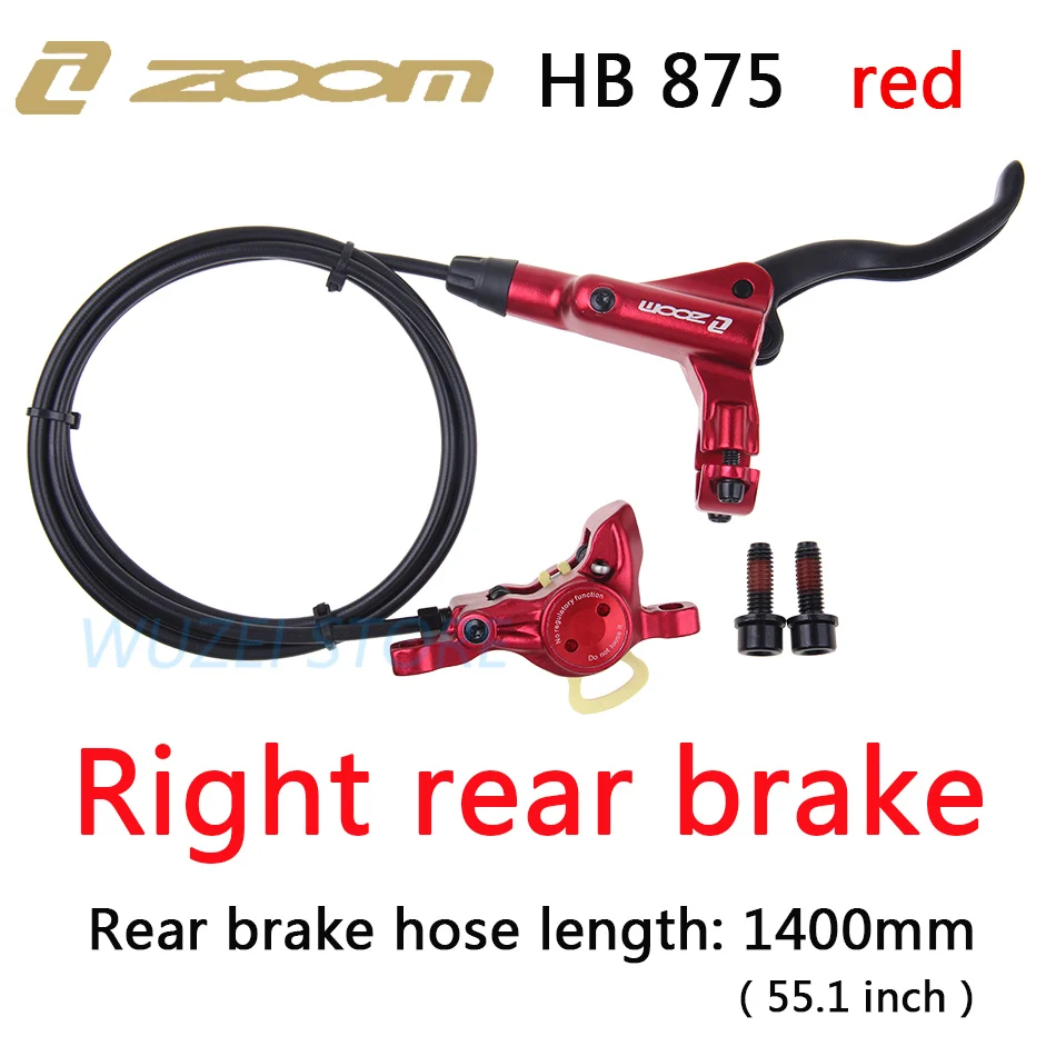 Right rear red ZOOM HB-875 Тормоз mtb велосипед гидравлический тормоз 800/1400 мм горный велосипед масло давление дисковый тормоз набор передние и задние части велосипеда - Цвет: Right rear red