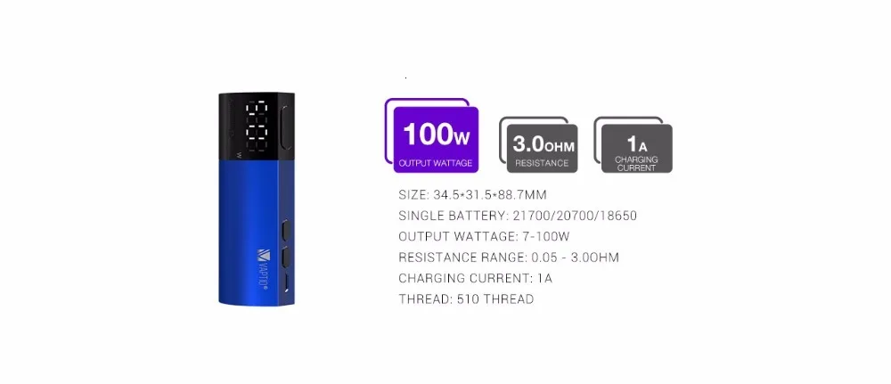 Подарочный Vape мод 100 Вт электронная сигарета Vaptio VEX коробка мод vape батарея 510 Распылитель с резьбой Подходит для аккумулятора 18650 аккумулятор 21700