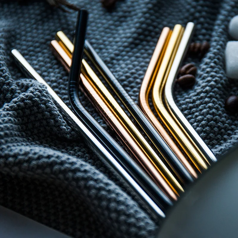 4Pcs Reusable 304 Stainless Steel Metal Smoothies Drinking Straight Straws High Quality Tube Cleaning Brush Bar Party Accessory | Дом и сад