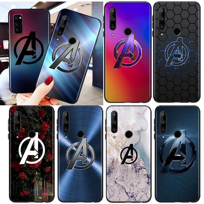 

Marvel Avengers Logo Marble For Honor 8S 8C 8X MAX 8A 8 7S 7A 7C Play 3E Prime Pro 2020 2019 Silicone Black Phone Case