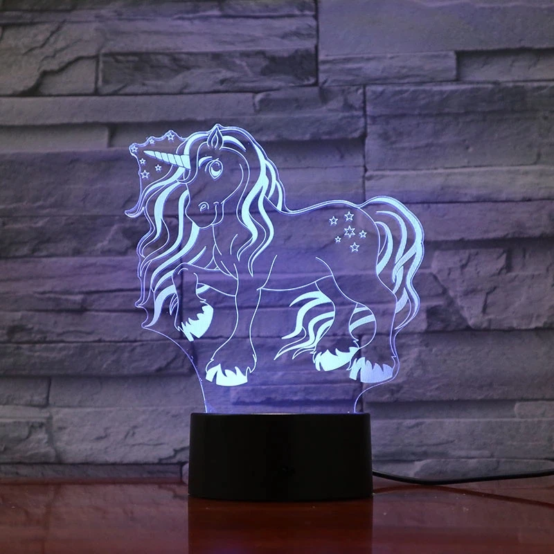 7 Colors Changeable Единорог дикая лошадь пони Терион Мифические животные 3D лампа 7 цветов Светодиодные ночные лампы для детей сенсорные светодиодные Usb настольные лампы Ночник - Испускаемый цвет: 7 Colors Changeable