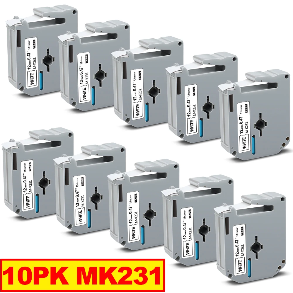 

Этикетка Unismar 10PK MK231 12 мм для Brother MK 231 MK-231 черная на белом м 231 лента совместимая с Brother P touch Label Maker