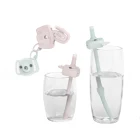 Силиконовые соломинки для прорезывания зубов в виде слона, гибкие изогнутые прямые питьевые соломинки, без БФА, Детские аксессуары, силиконовые Мультяшные