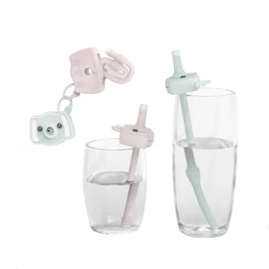 Силиконовые соломинки для прорезывания зубов в виде слона, гибкие изогнутые прямые питьевые соломинки, без БФА, Детские аксессуары, силиконовые Мультяшные