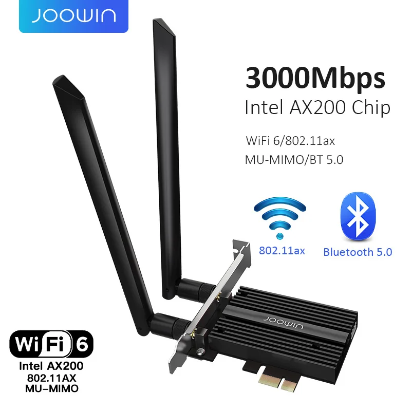

3000Mbps Dual Band 2.4G/5Ghz Wireless Desktop PCIe For Intel AX200 Pro Card 802.11ax Bluetooth 5.1 PCI Express WiFi 6 Adapter