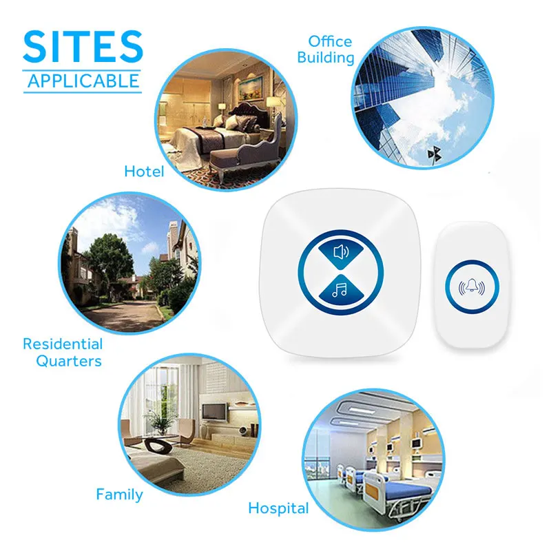 

White LED Door Bell Wireless Doorbell Battery Powered 23 Tune Songs 1 Remote Control 1 Wireless Home Security Smart Doorbells