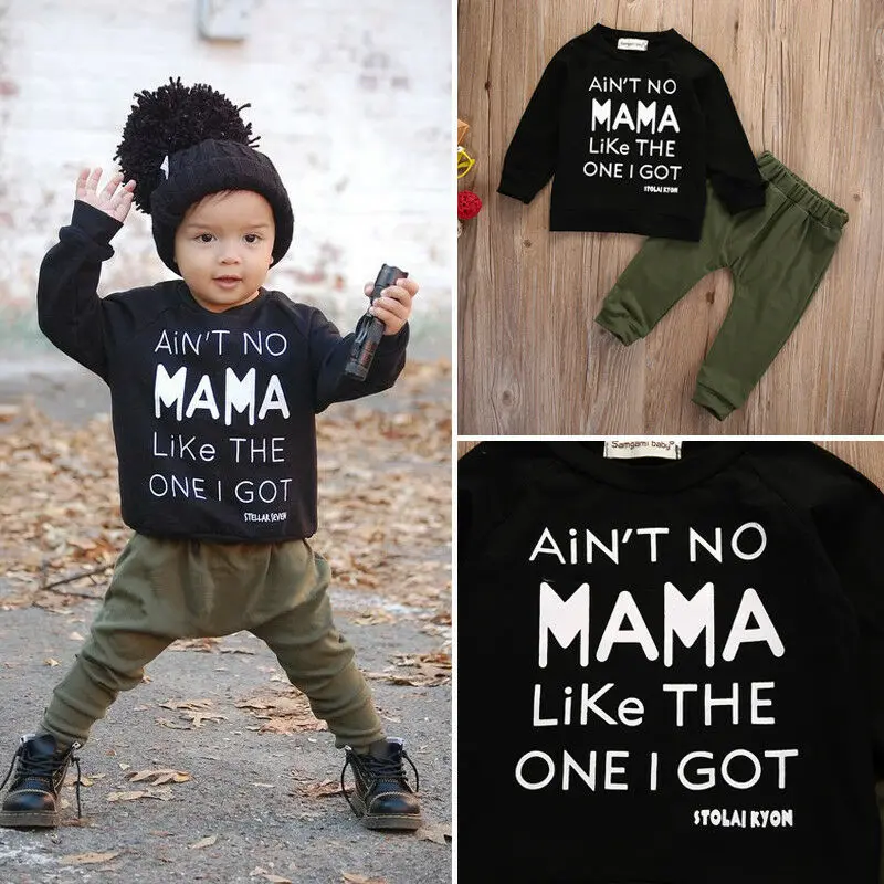 Pudcoco одежда для маленьких мальчиков футболка с длинным рукавом + Хлопковые Штаны