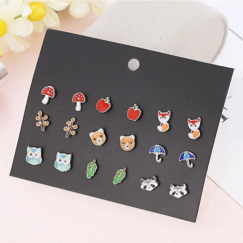 30 пар/компл. хрустальные серьги гвоздики разные цвета Животные в форме сердца