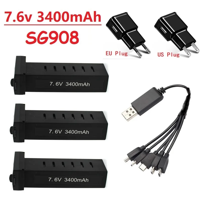 

Original 7.6V 3400MAH Battery and charger Original for sg908 RC drones battery accessories SG908 GPS broomless 5G Wifi PFV