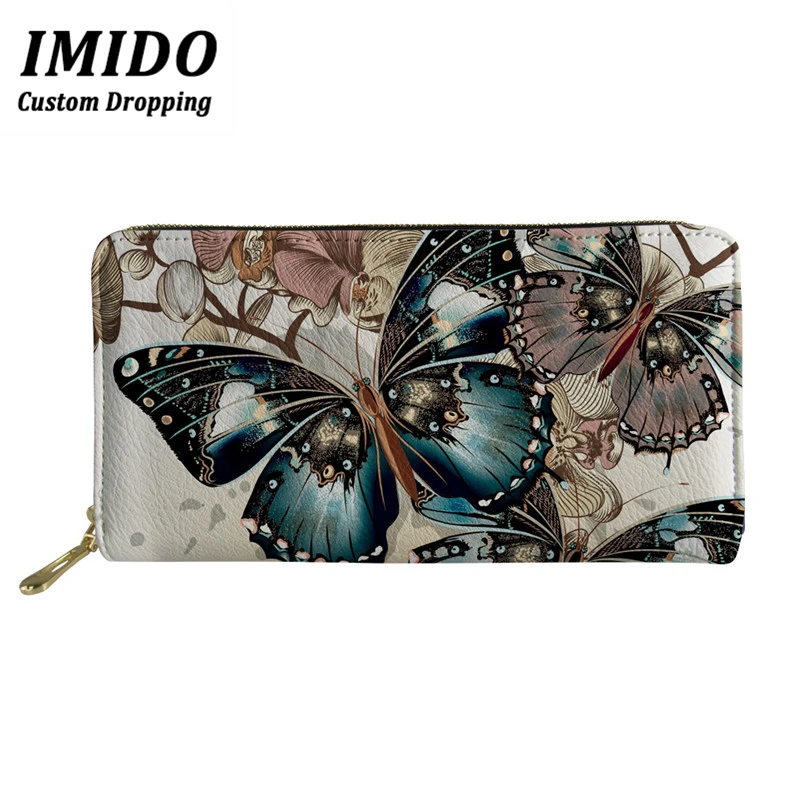 2020 Длинный кошелек с бабочкой женские кошельки модный для монет держатель карт