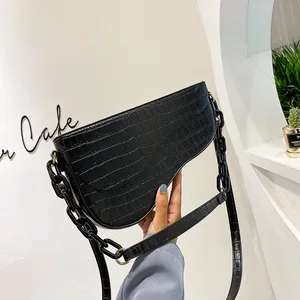 2020 new fashion stone pattern saddle bag solid color casual all match single shoulder messenger handbag ins trendy female bag free global shipping