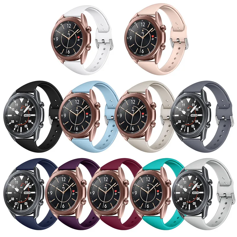 Ремешок силиконовый для Samsung Galaxy Watch 3 41 мм 45 спортивный смарт браслет Huami Amazfit GTS 22