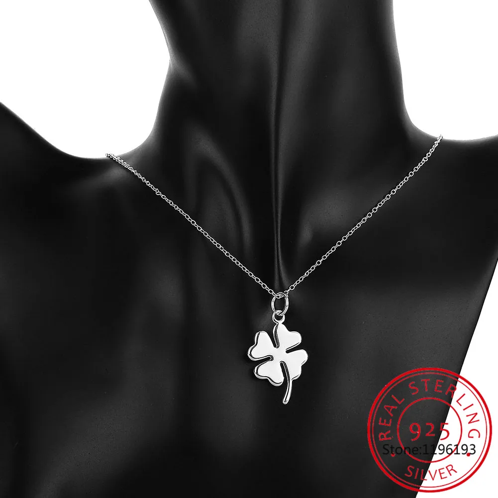 Подлинное 925 пробы серебро Клевер четырехлистник очарование Цепочки и ожерелья