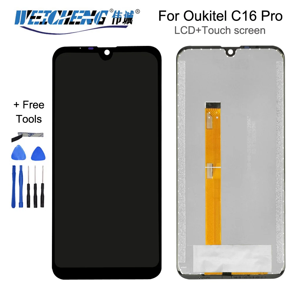 ЖК-дисплей и сенсорный экран 5,71 'для Oukitel C16 Pro, дигитайзер для C16 Pro, запчасти для ремонта телефонов с инструментами и клеем