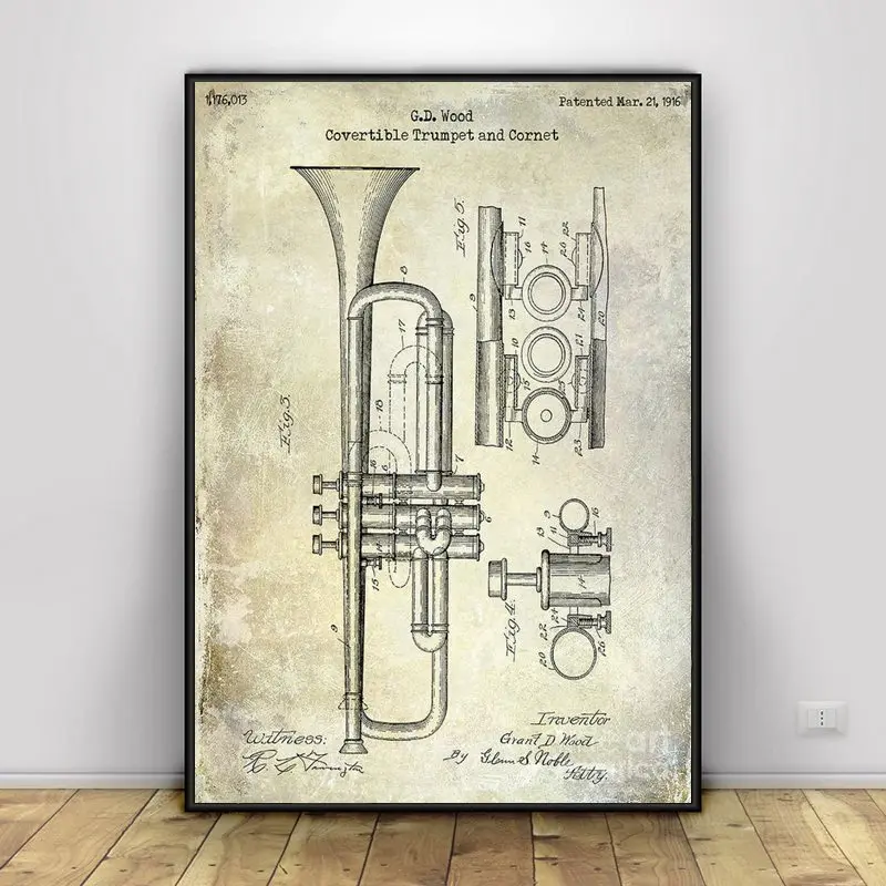

1916 труба, патент, холст, картина, плакат, Современное украшение для семейной комнаты, гостиной