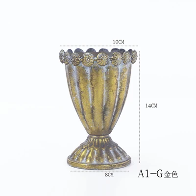 1pcs Золотая ваза Золотой do old iorn цветочный горшок домашний отель декоративный цветочный горшок Орхидея Цветочный Горшок - Цвет: 1pcs