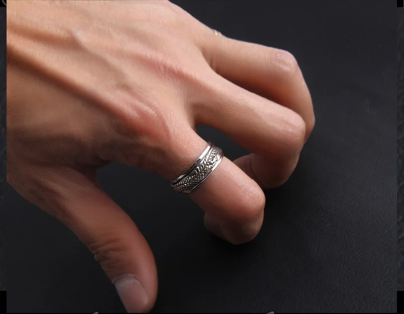 Винтажное вращающееся кольцо из серебра 100% пробы с драконом ручной работы