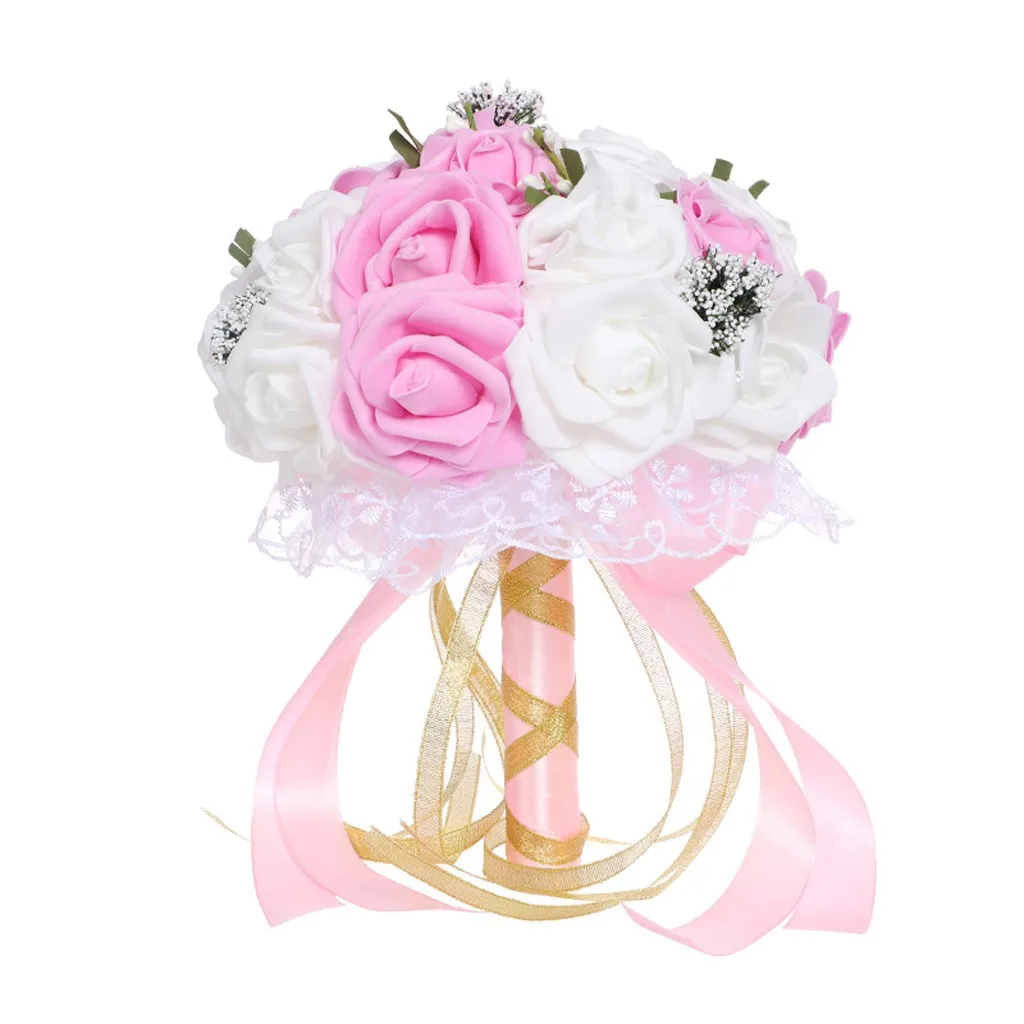 Розы для подружки невесты с отделкой жемчугом свадебный букет искусственных