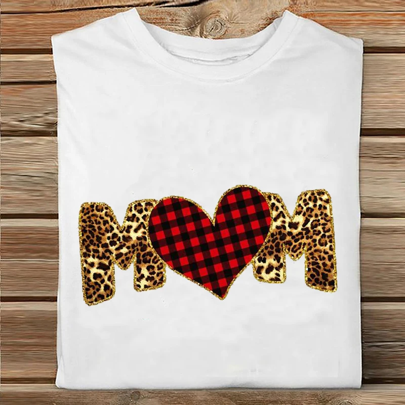 

Women Short Sleeve Striped Girl Boy Cartoon Mama Mom Mother Fashion Clothes Print Tshirt Female Tee Top Ladies Graphic T-shirt