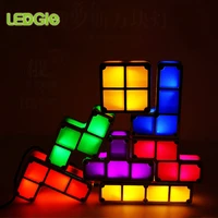 diy tetris puzzle light stackable night light constructible block table lamp 7 colors novelty toy children s teens gamer gifts