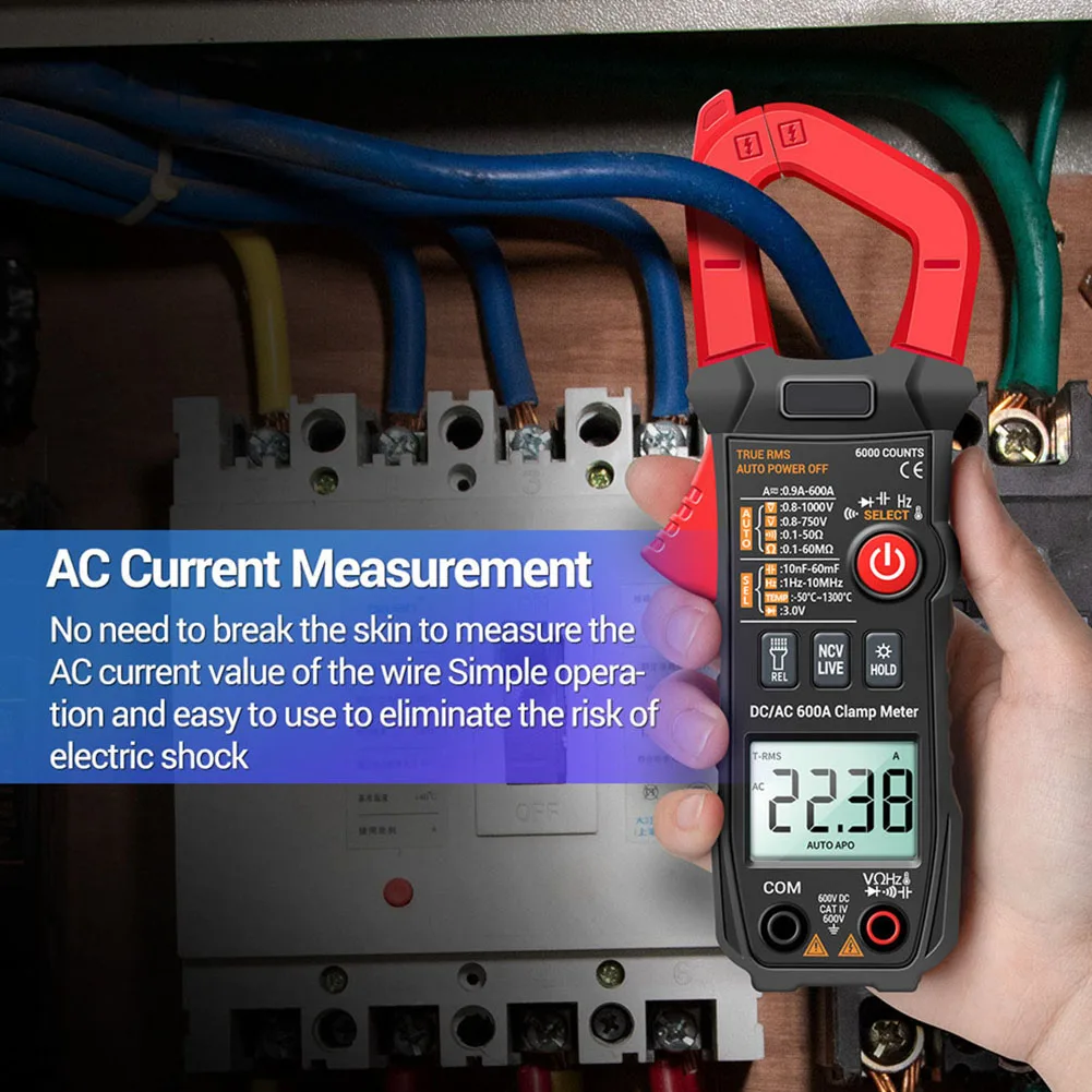 

Portable LCD Display Clamp Meter Automatic Range Digital Multimeter Resistance Measuring Tools Mini Current Voltage Capacitance