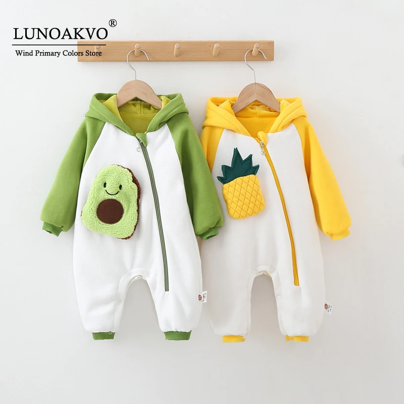 

Lunoakvo для маленьких, детская утепленная одежда для девочек, наряды для Дня благодарения для новорожденных девочек, свитер на молнии, комбине...