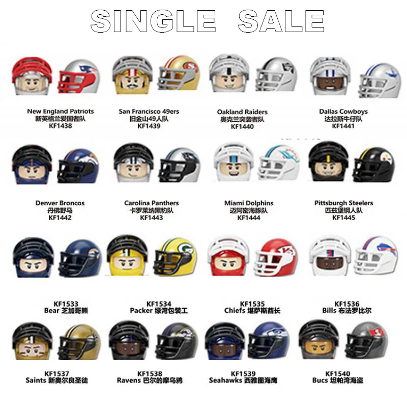

Suit Football Player Mini Figures Blocks Bear Packer Chiefs Saints Bricks Building Blocks Diy Assembled Model Educational Toy